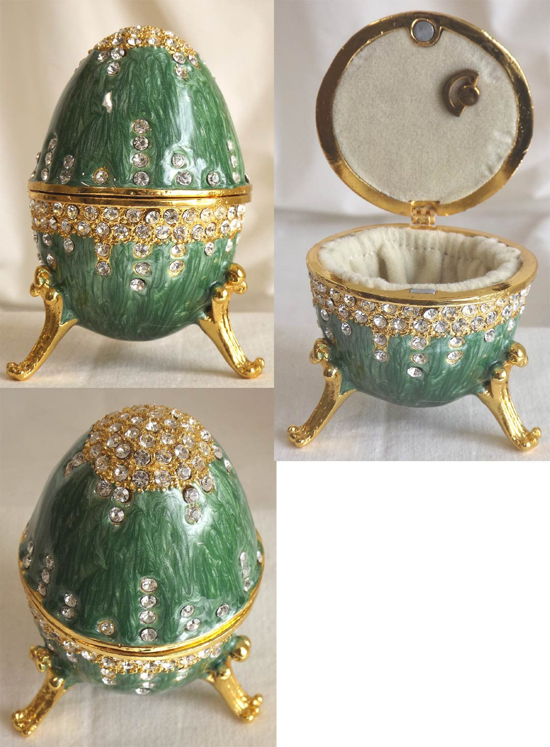 (T) * 24K Brushed Gold Jeweled "Faberge Style" Egg * Trinket Box * JB2494G-M