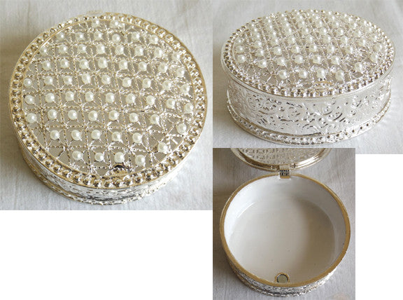 (T) * Jeweled Pearls * Trinket Box * JB723