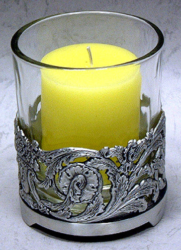 (P) Pewter Antique-Like Glass Candle Holder - LIMITED EDITION! LP-029