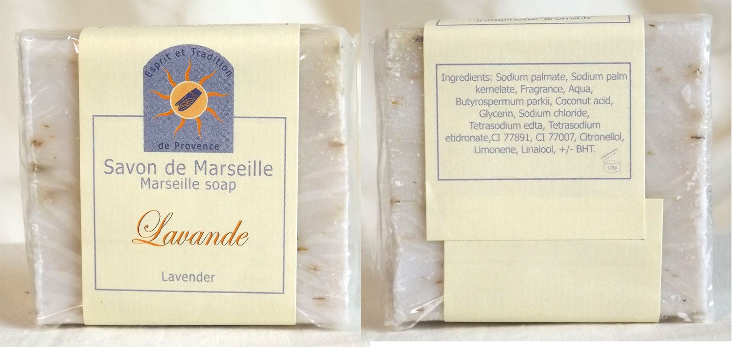 (S) Marseille Vegan Soap - Lavender Flower 100 g - With pieces of  Lavender Flower - exfoliating