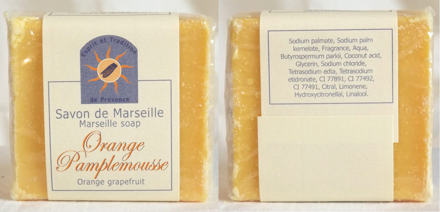 (S) Marseille Vegan Soap - Orange/Grapefruit Fragrance 100 g