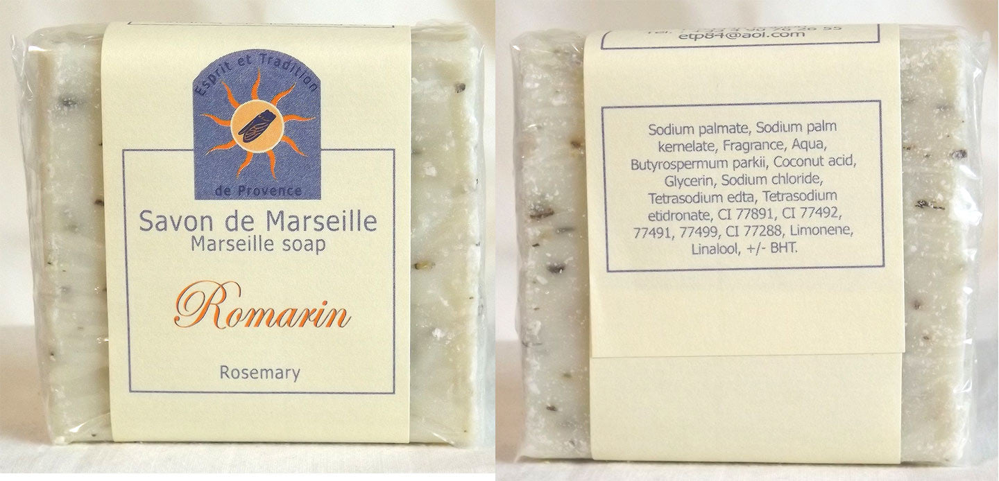 (S) Marseille Vegan Soap - Rosemary Flower - 100 g - With pieces of Rosemary Flowers - exfoliating