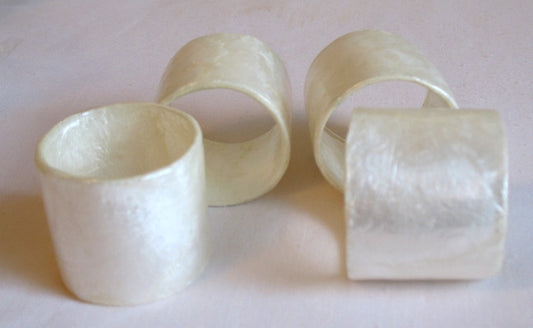 (CA) Handmade Capiz Shell Napkin Rings, Ivory 1.5" x 1.5" NR206057-N-T