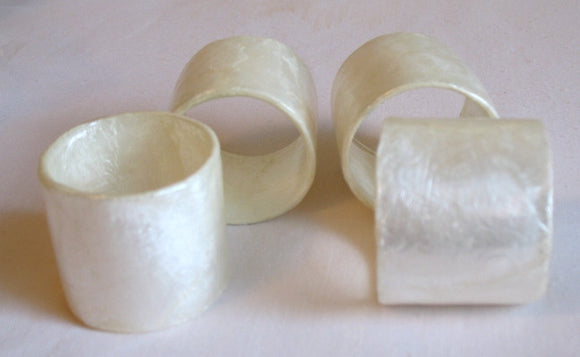 (CA) Handmade Capiz Shell Napkin Rings, Ivory 1.5