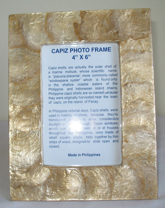 (CA) Handmade Copper Coloured Capiz Shell Photo Frame 4 x 6" PF201100S-T