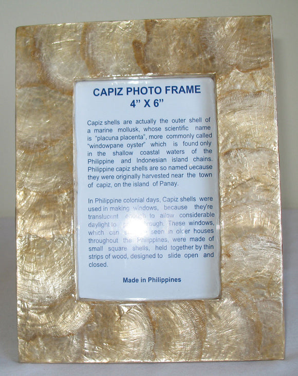 (CA) Handmade Copper Coloured Capiz Shell Photo Frame 4 x 6