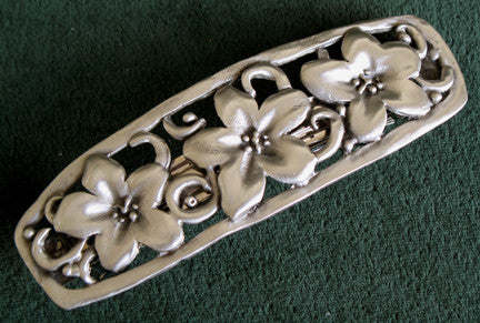 (P) Pewter Hair Clip Floral Crafted Design 10.60 cm x 3.50 cm PH-001