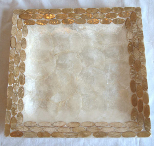 (CA) Handmade Capiz Shell Mat Plate/Tray with Border - PL204141S/N-T / PL204139S/N-T