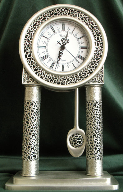 (P) Pewter Antique-Like Mantle Clock - LIMITED EDITION! PM-093S