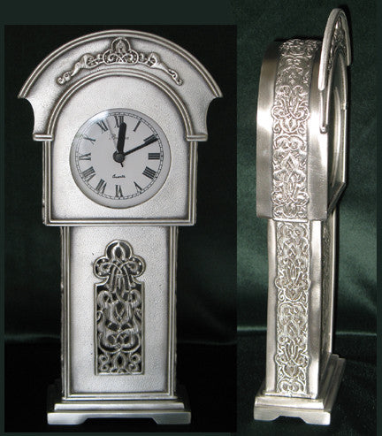 (P) Pewter Mantle Grandfather Clock 13.9 x 27.9 x 5.6 cm PM-084