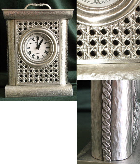 (P) Pewter Mantle Clock 17.4 x 23.6 x 8.4cm PM-090