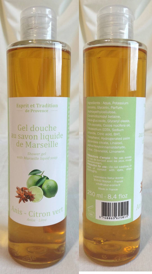 (S) Shower gel 250 ml with Marseille soap - LIMITED STOCK- Anise-Lime Fragrance
