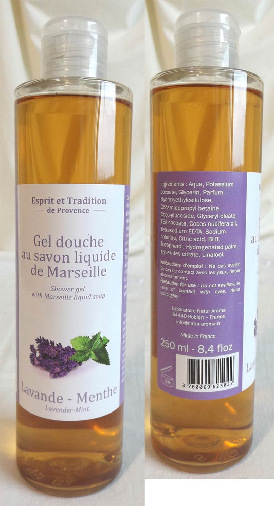 (S) Shower gel 250 ml with Marseille soap - LIMITED STOCK- Lavender Mint Fragrance