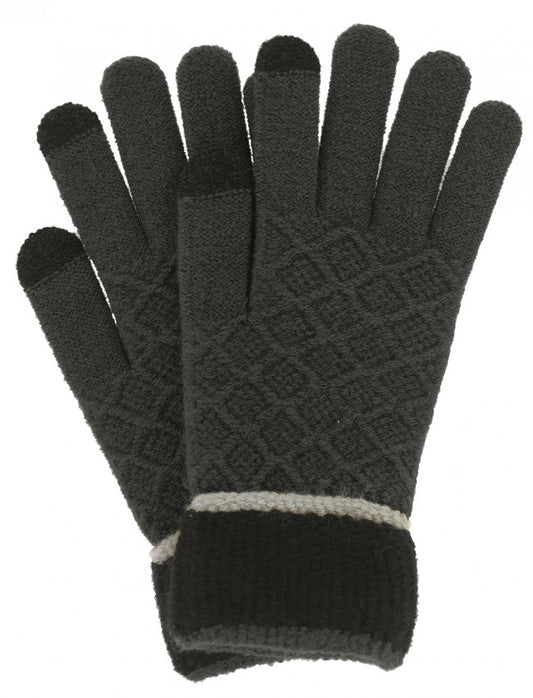 (FC) Britt's Knits Men's Knitted Gloves - Charcoal Grey with Black Cuff