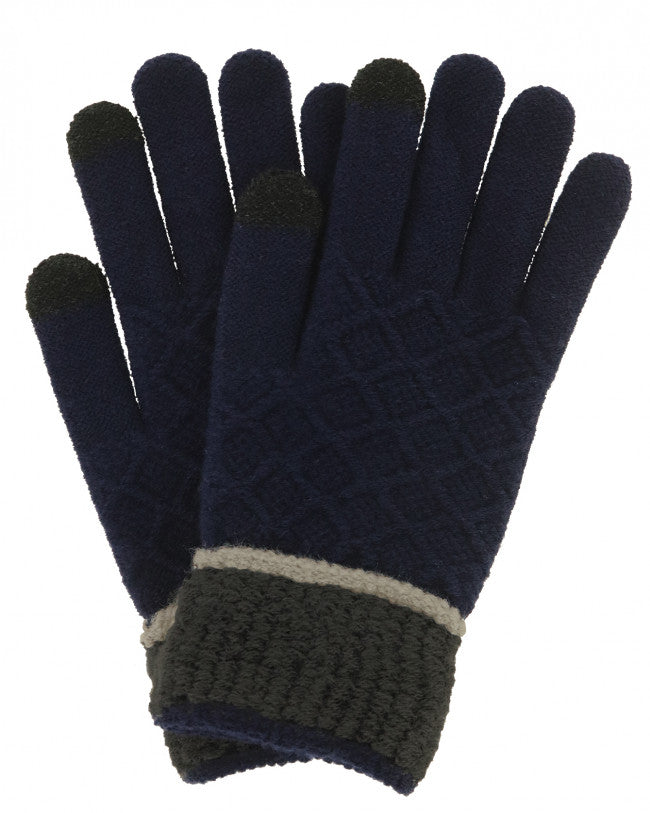 (FC) Britt's Knits Men's Knitted Gloves - Navy with Charcoal Cuff - Stocking stuffer!